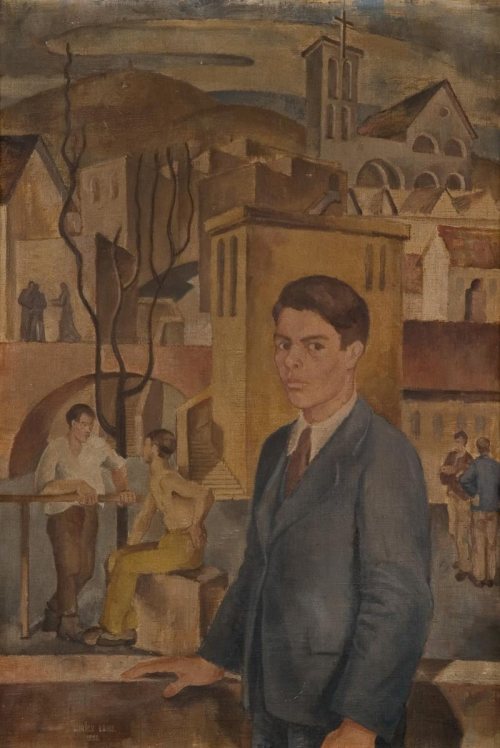 Király Lajos: Önarckép Pécsett (Diákélet), 1938